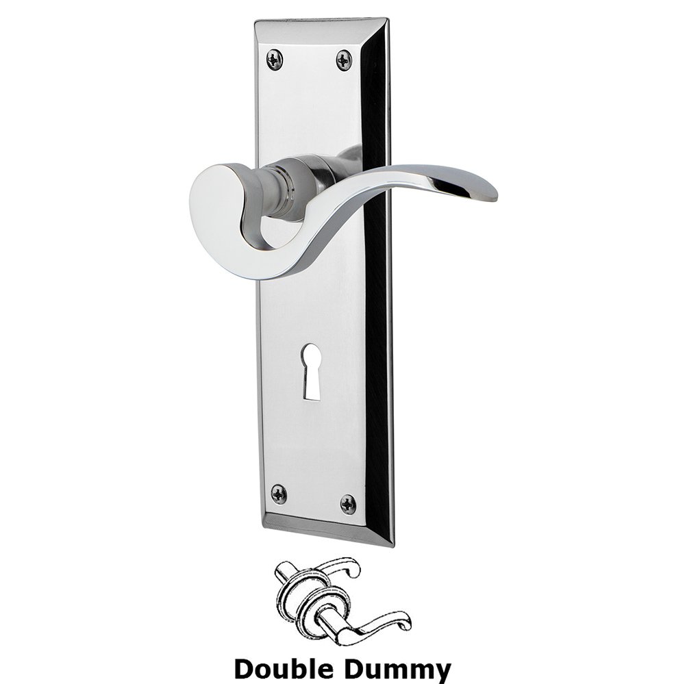 New York Plate Double Dummy with Keyhole and  Manor Lever in Bright Chrome
