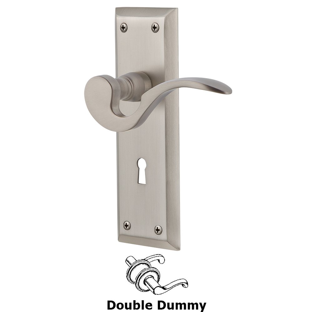 New York Plate Double Dummy with Keyhole and  Manor Lever in Satin Nickel