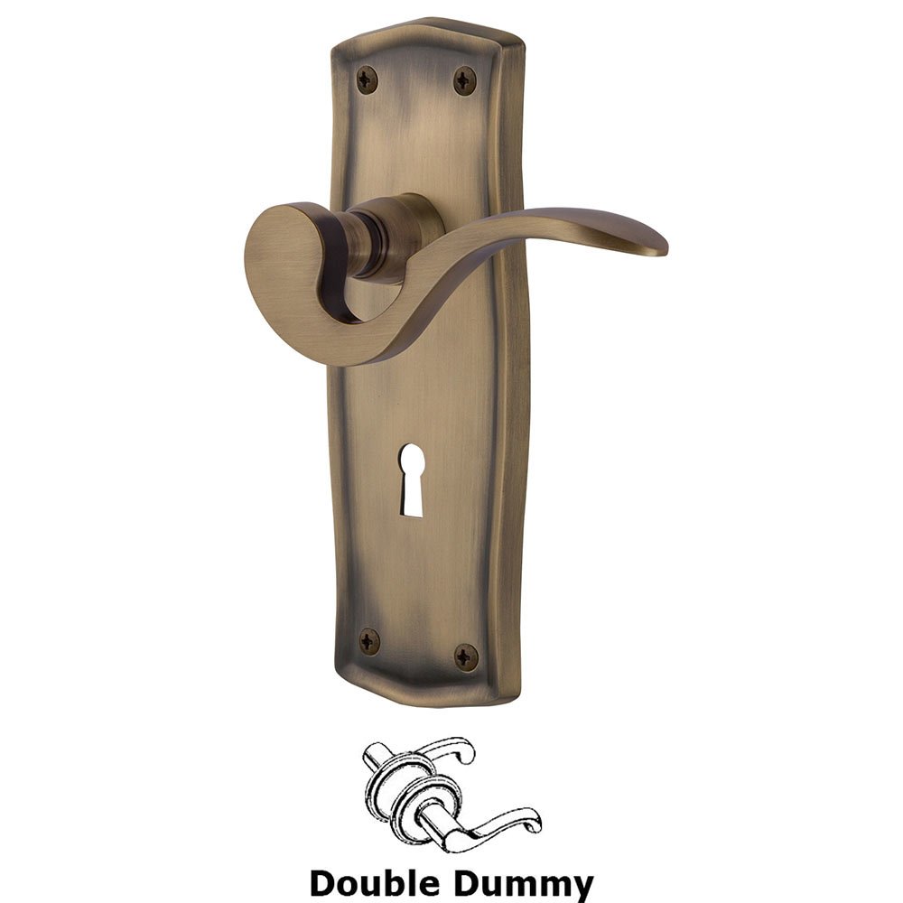 Prairie Plate Double Dummy with Keyhole and  Manor Lever in Antique Brass