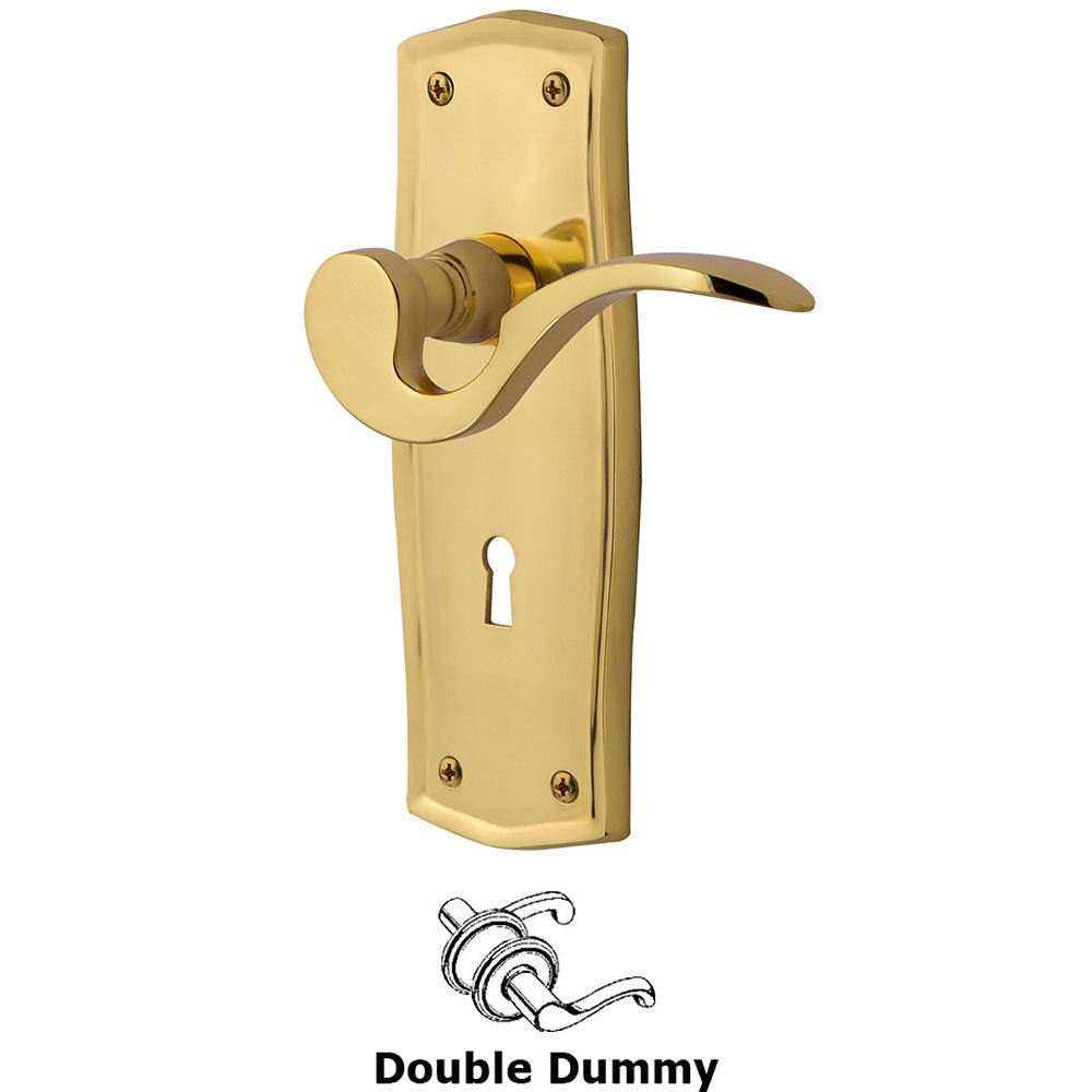Prairie Plate Double Dummy with Keyhole and  Manor Lever in Polished Brass