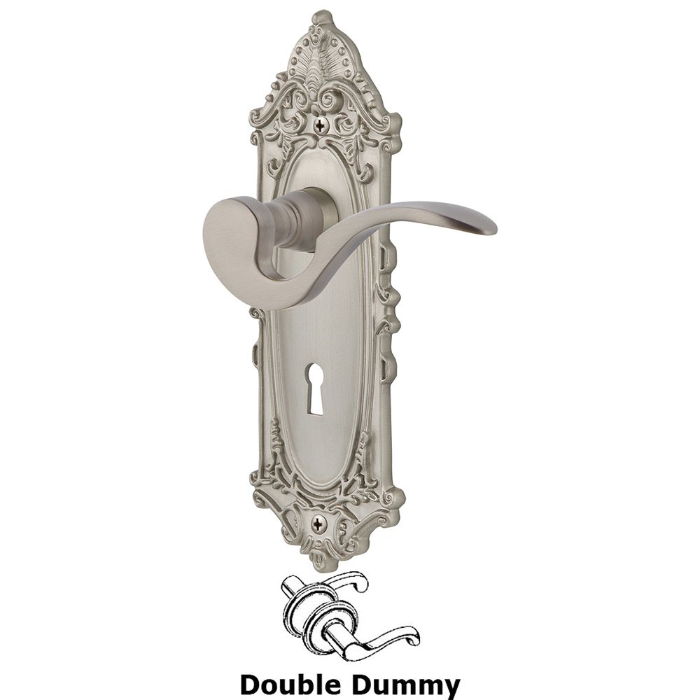 Victorian Plate Double Dummy with Keyhole and  Manor Lever in Satin Nickel