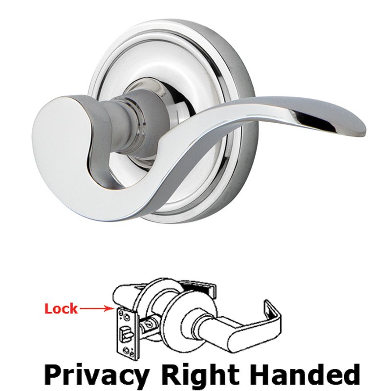 Classic Rose Privacy Right Handed Manor Lever in Bright Chrome