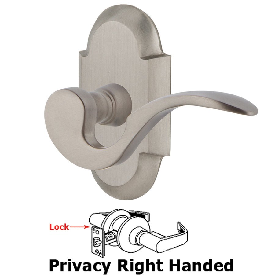 Cottage Plate Privacy Right Handed Manor Lever in Satin Nickel