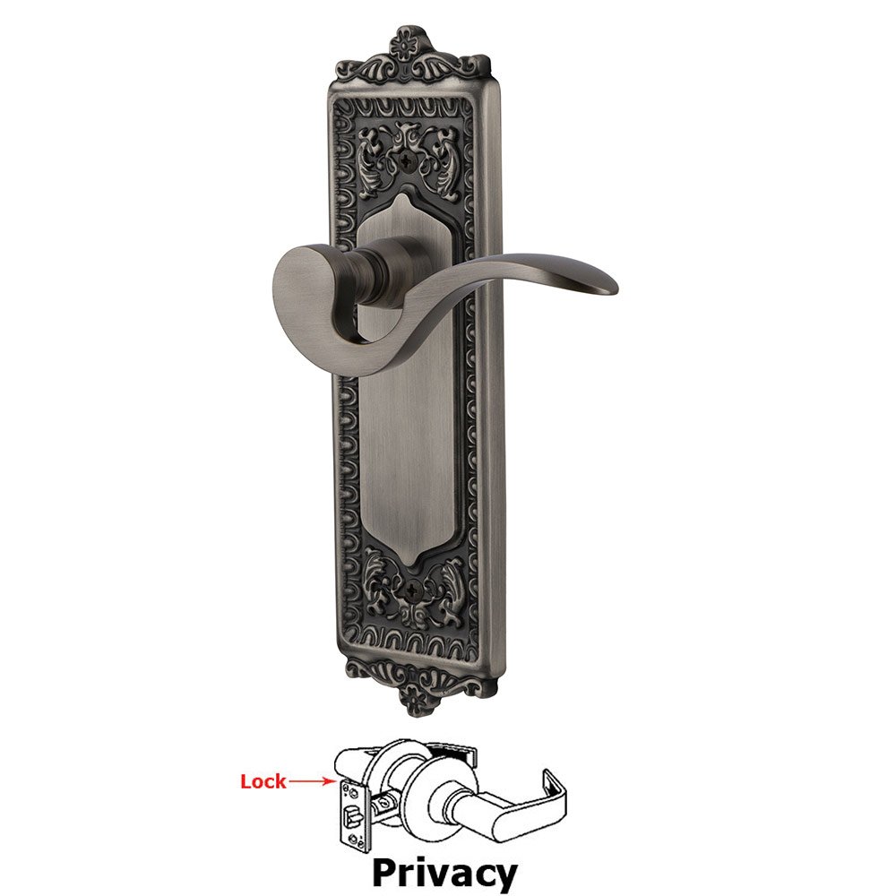 Egg & Dart Plate Privacy Manor Lever in Antique Pewter