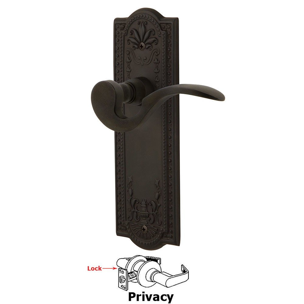 Meadows Plate Privacy Manor Lever in Oil-Rubbed Bronze