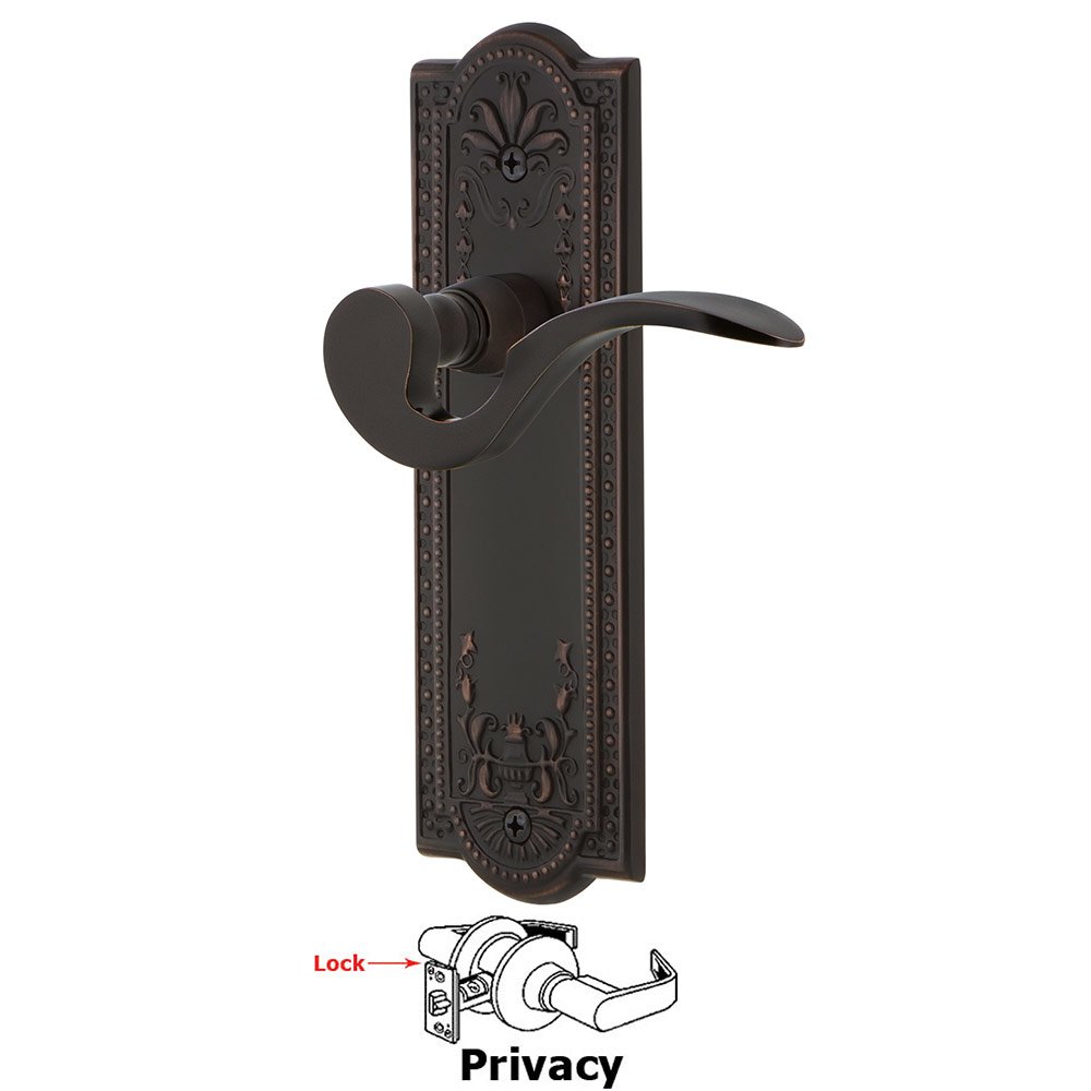 Meadows Plate Privacy Manor Lever in Timeless Bronze