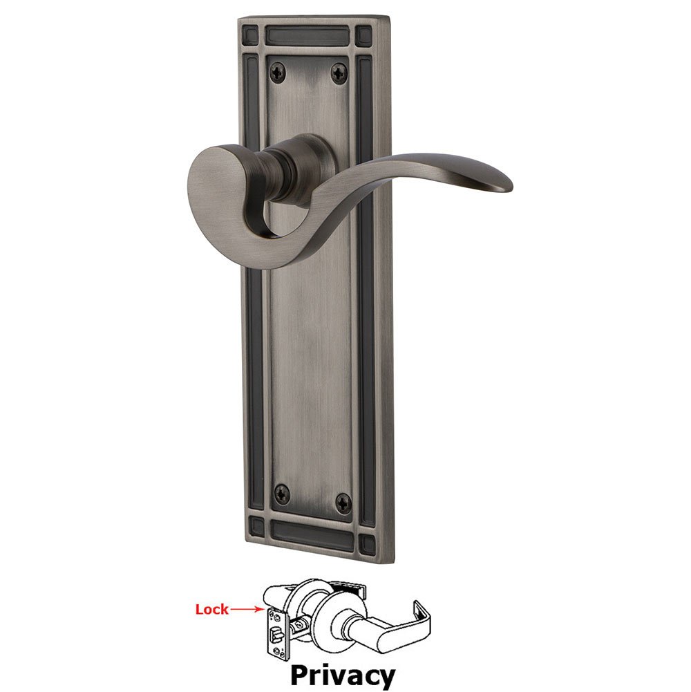 Mission Plate Privacy Manor Lever in Antique Pewter