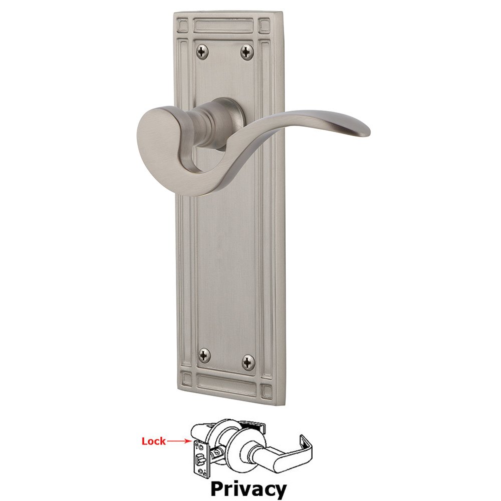 Mission Plate Privacy Manor Lever in Satin Nickel