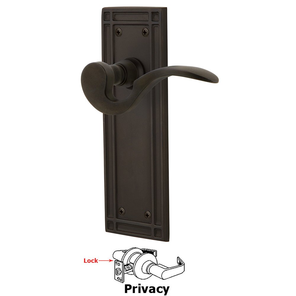Mission Plate Privacy Manor Lever in Oil-Rubbed Bronze