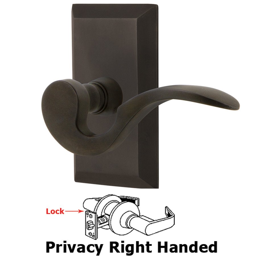 Studio Plate Privacy Right Handed Manor Lever in Oil-Rubbed Bronze