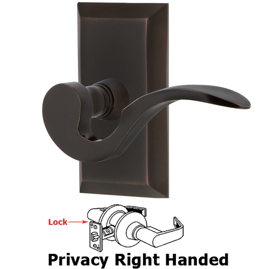 Studio Plate Privacy Right Handed Manor Lever in Timeless Bronze