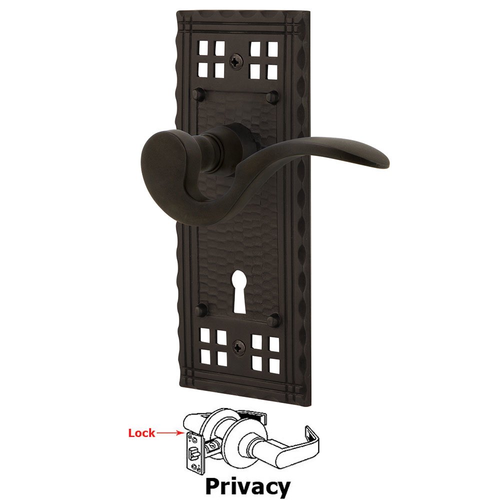 Craftsman Plate Privacy with Keyhole and  Manor Lever in Oil-Rubbed Bronze