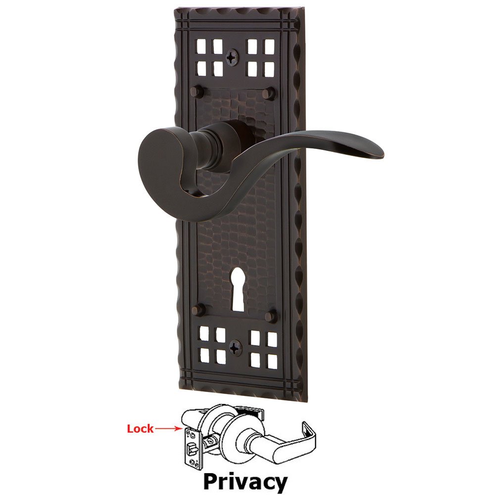 Craftsman Plate Privacy with Keyhole and  Manor Lever in Timeless Bronze