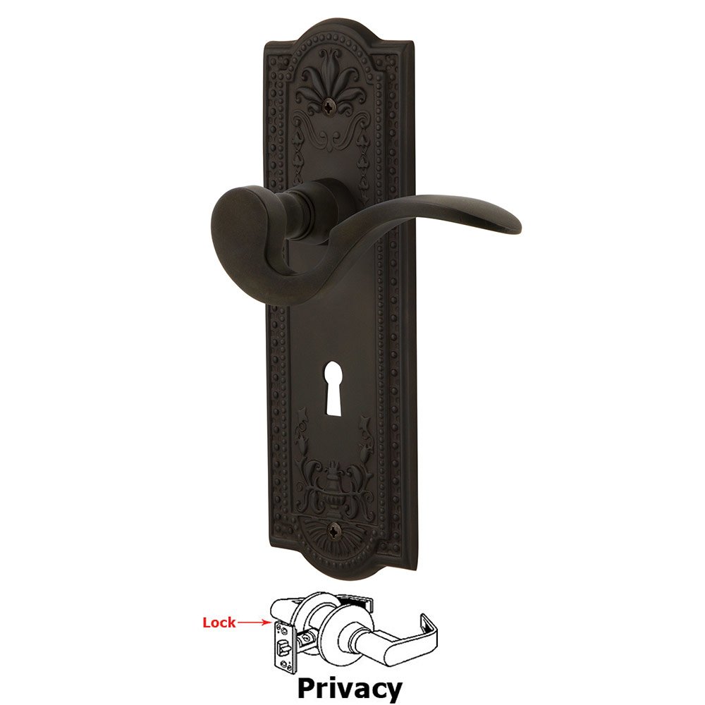 Meadows Plate Privacy with Keyhole and  Manor Lever in Oil-Rubbed Bronze