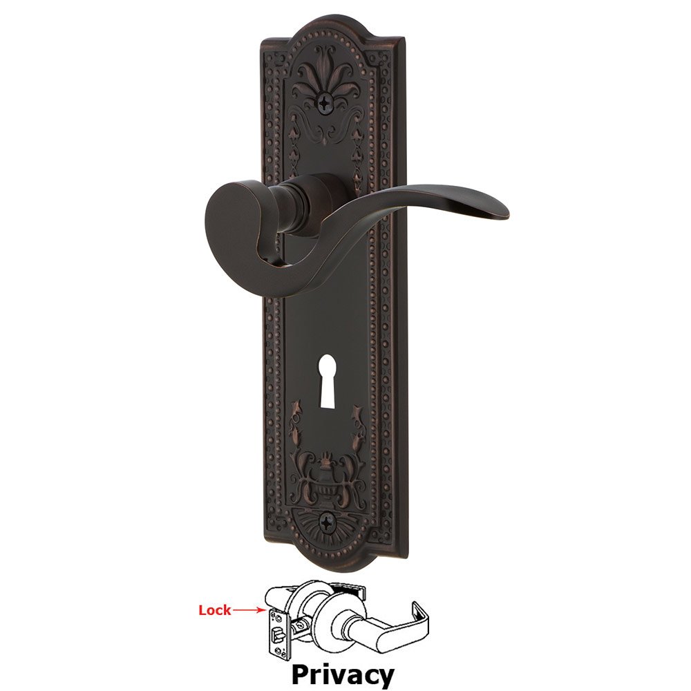 Meadows Plate Privacy with Keyhole and  Manor Lever in Timeless Bronze