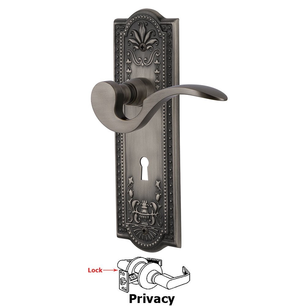Meadows Plate Privacy with Keyhole and  Manor Lever in Antique Pewter