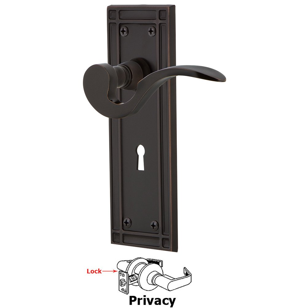 Mission Plate Privacy with Keyhole and  Manor Lever in Timeless Bronze
