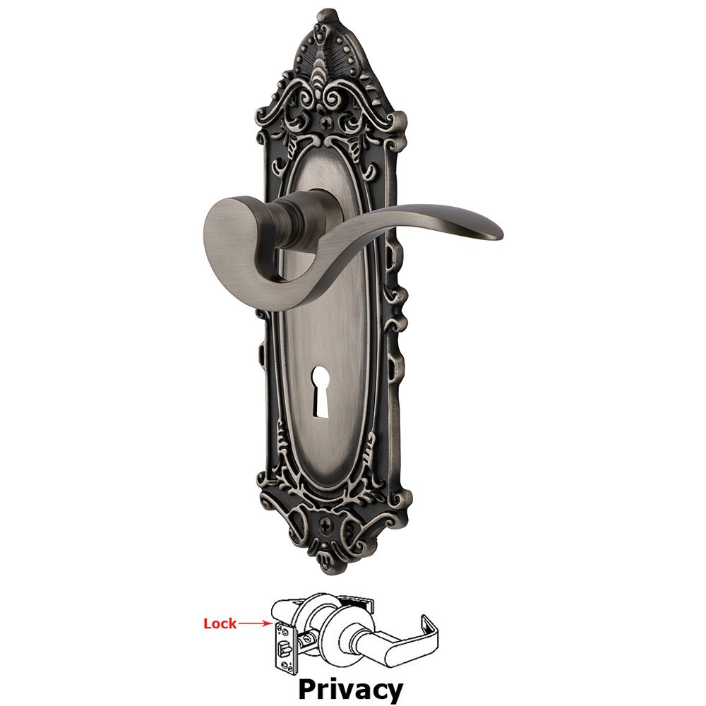 Victorian Plate Privacy with Keyhole and  Manor Lever in Antique Pewter