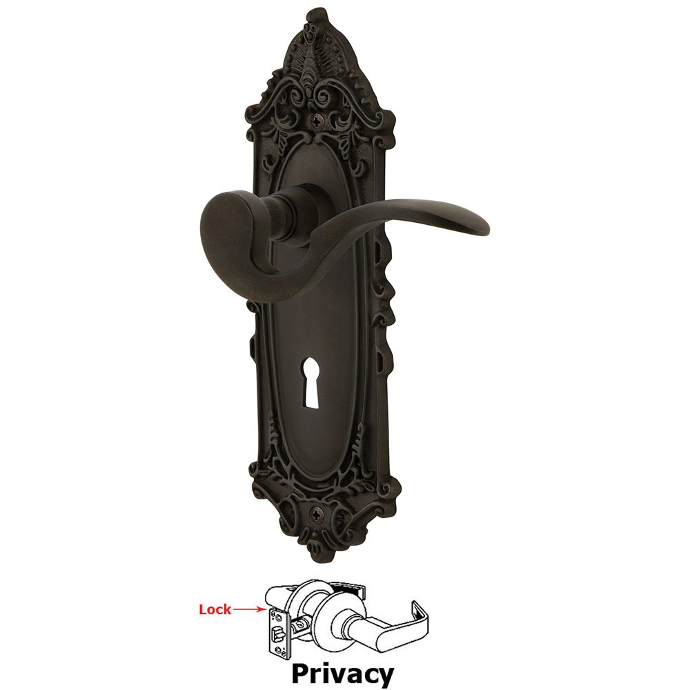 Victorian Plate Privacy with Keyhole and  Manor Lever in Oil-Rubbed Bronze