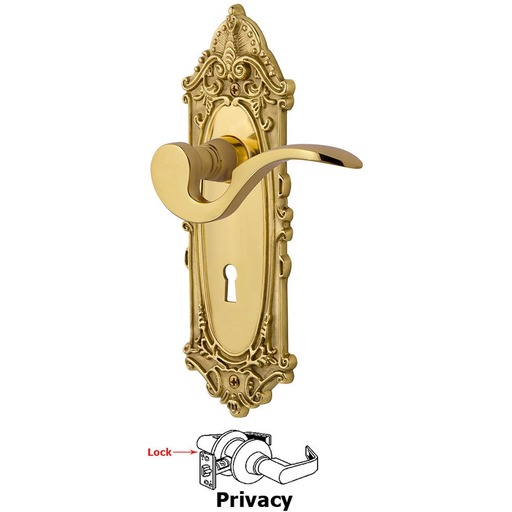 Victorian Plate Privacy with Keyhole and  Manor Lever in Unlacquered Brass