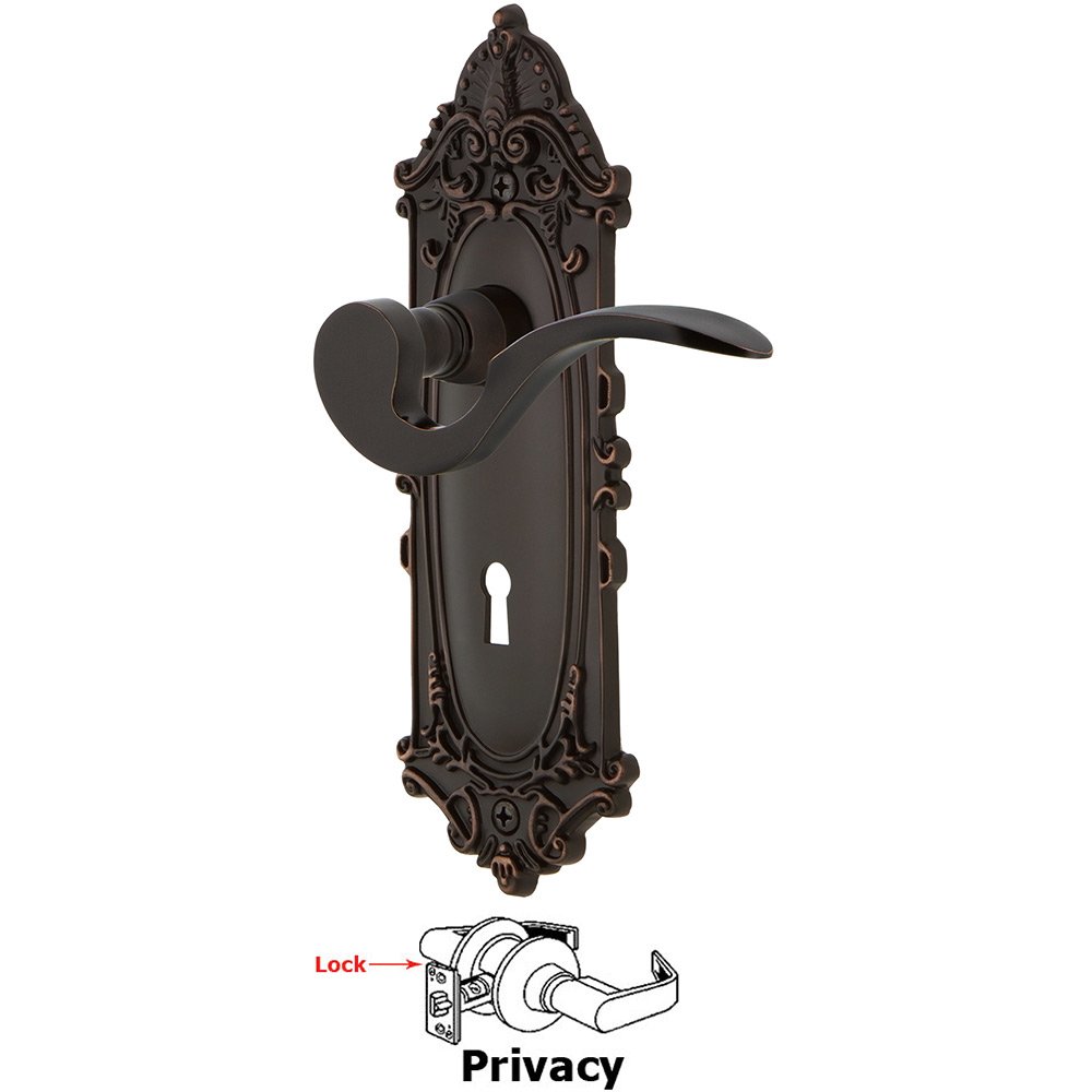 Victorian Plate Privacy with Keyhole and  Manor Lever in Timeless Bronze