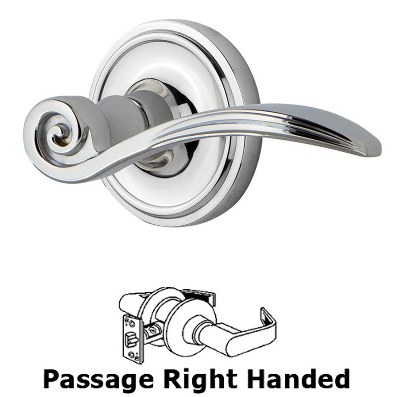 Classic Rose Passage Right Handed Swan Lever in Bright Chrome