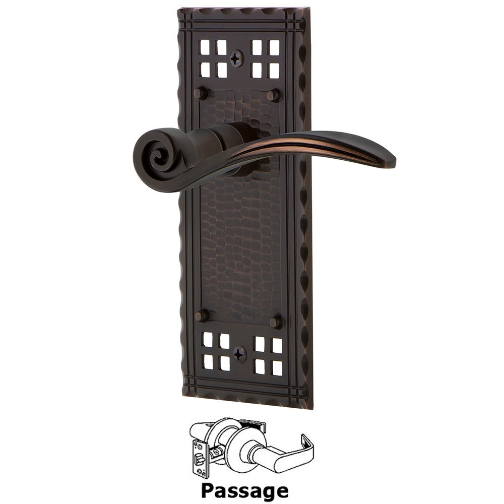 Craftsman Plate Passage Swan Lever in Timeless Bronze