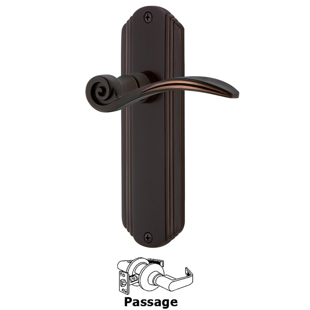 Deco Plate Passage Swan Lever in Timeless Bronze