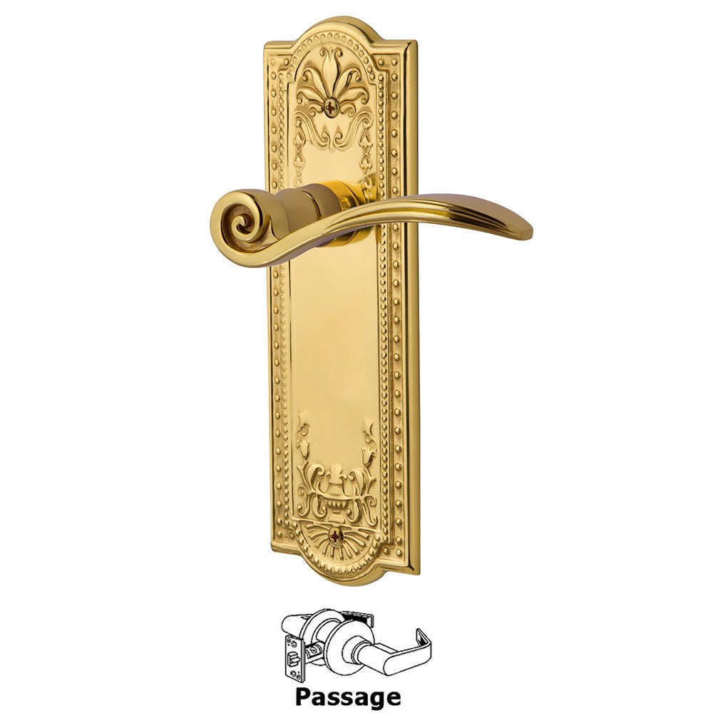 Meadows Plate Passage Swan Lever in Polished Brass