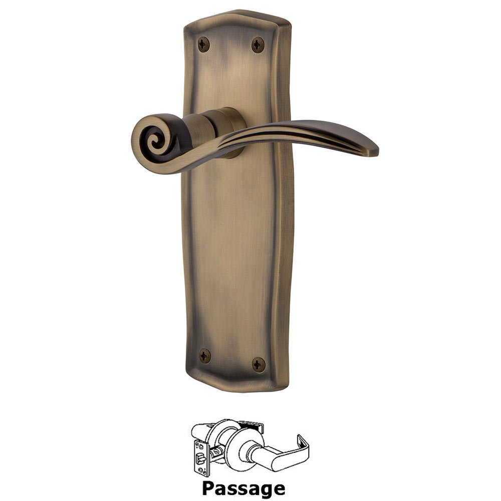 Prairie Plate Passage Swan Lever in Antique Brass