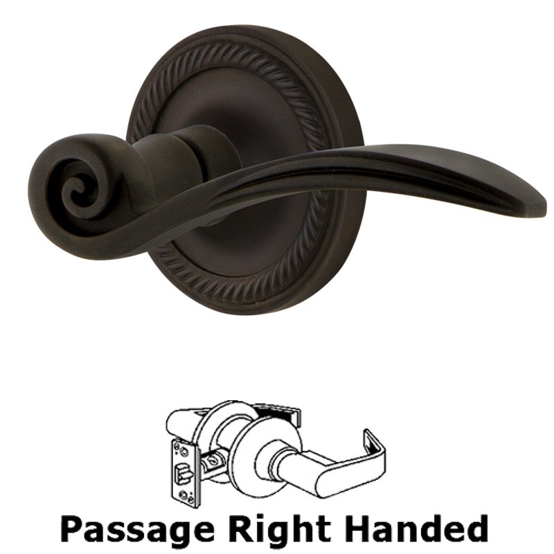 Rope Rose Passage Right Handed Swan Lever in Oil-Rubbed Bronze