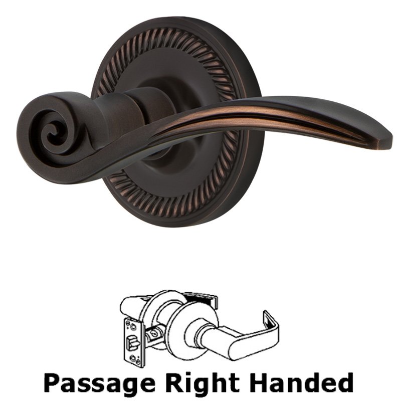 Rope Rose Passage Right Handed Swan Lever in Timeless Bronze