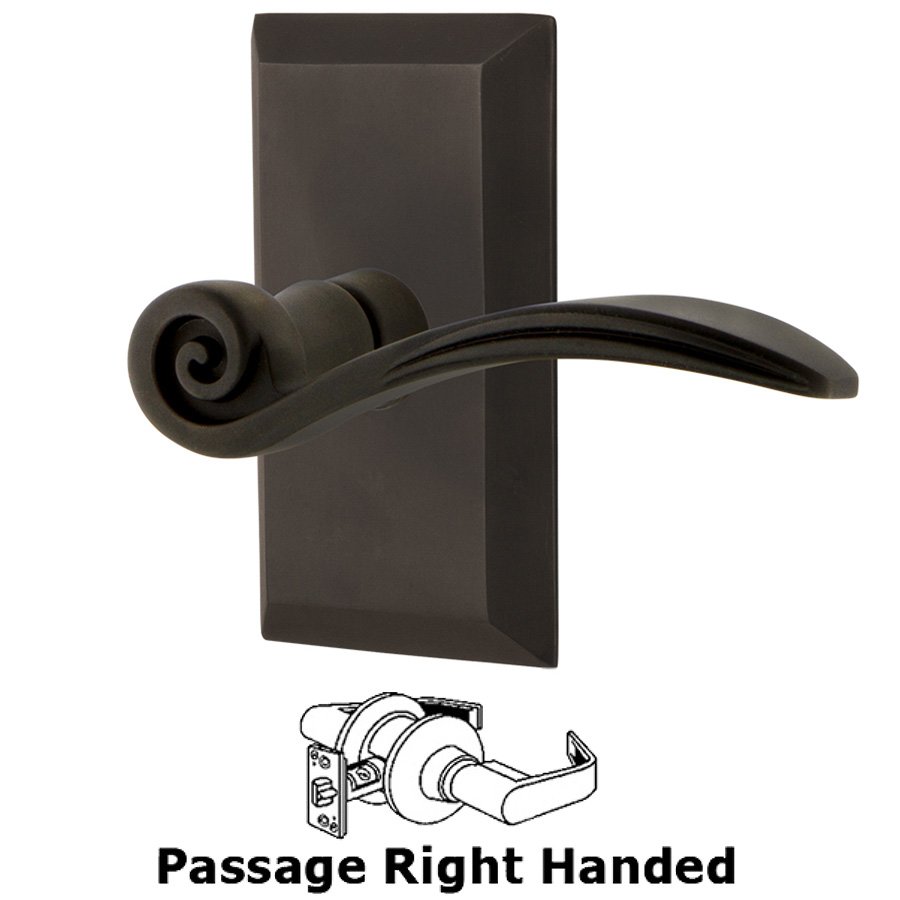 Studio Plate Passage Right Handed Swan Lever in Oil-Rubbed Bronze