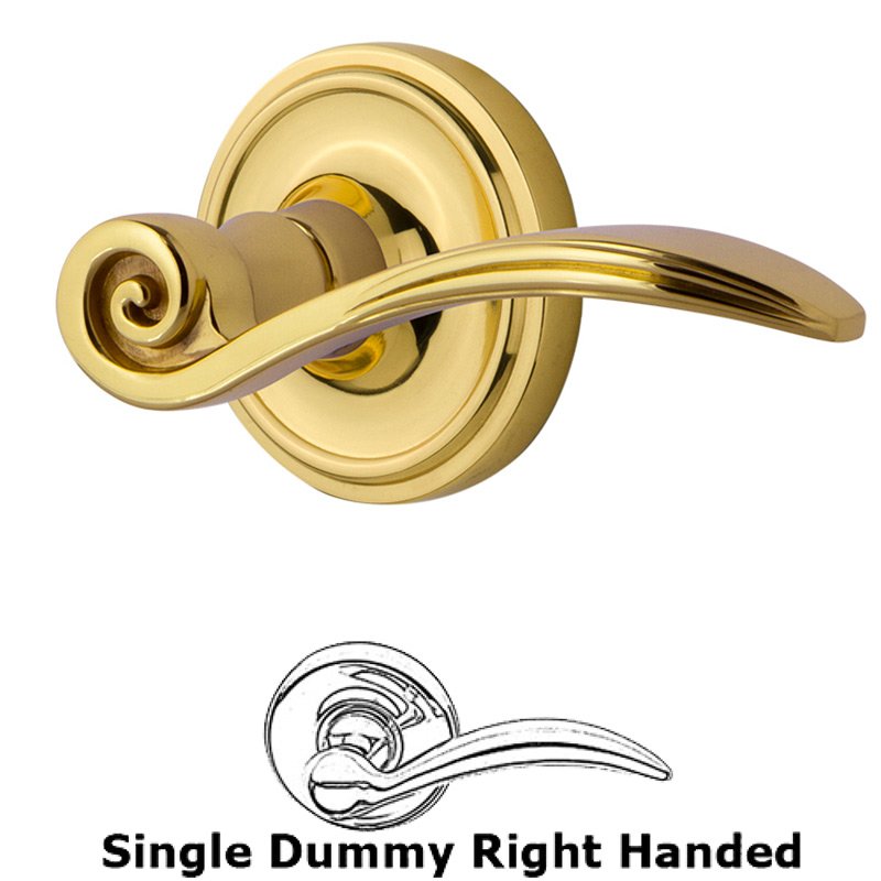 Classic Rose Single Dummy Right Handed Swan Lever in Polished Brass