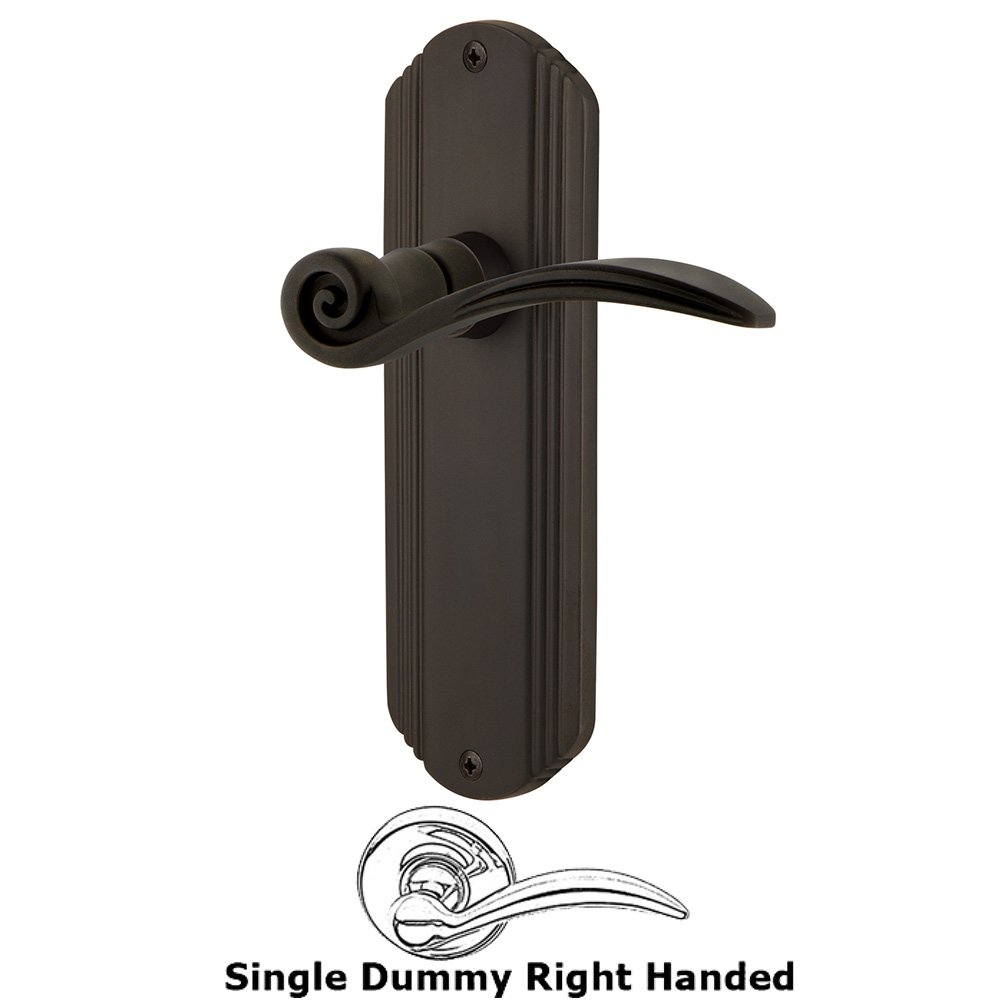 Deco Plate Single Dummy Right Handed Swan Lever in Oil-Rubbed Bronze