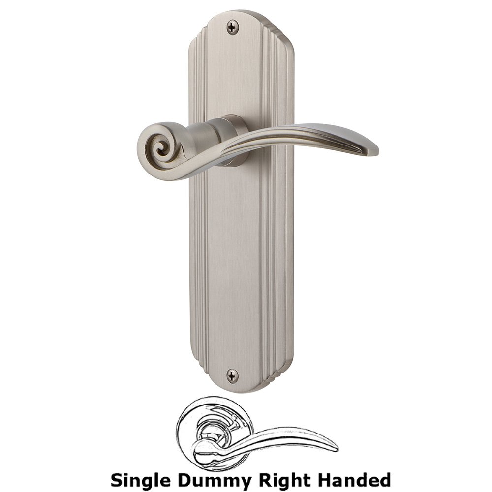 Deco Plate Single Dummy Right Handed Swan Lever in Satin Nickel