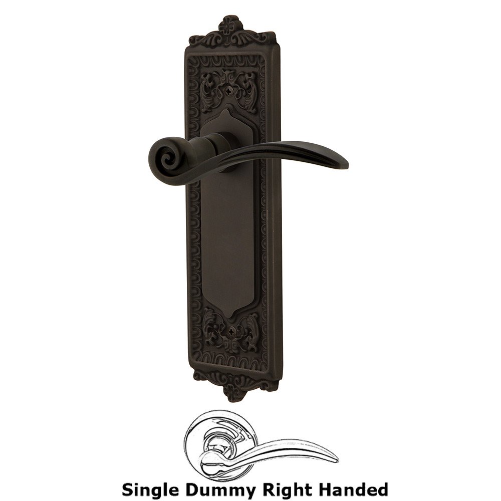 Egg & Dart Plate Single Dummy Right Handed Swan Lever in Oil-Rubbed Bronze