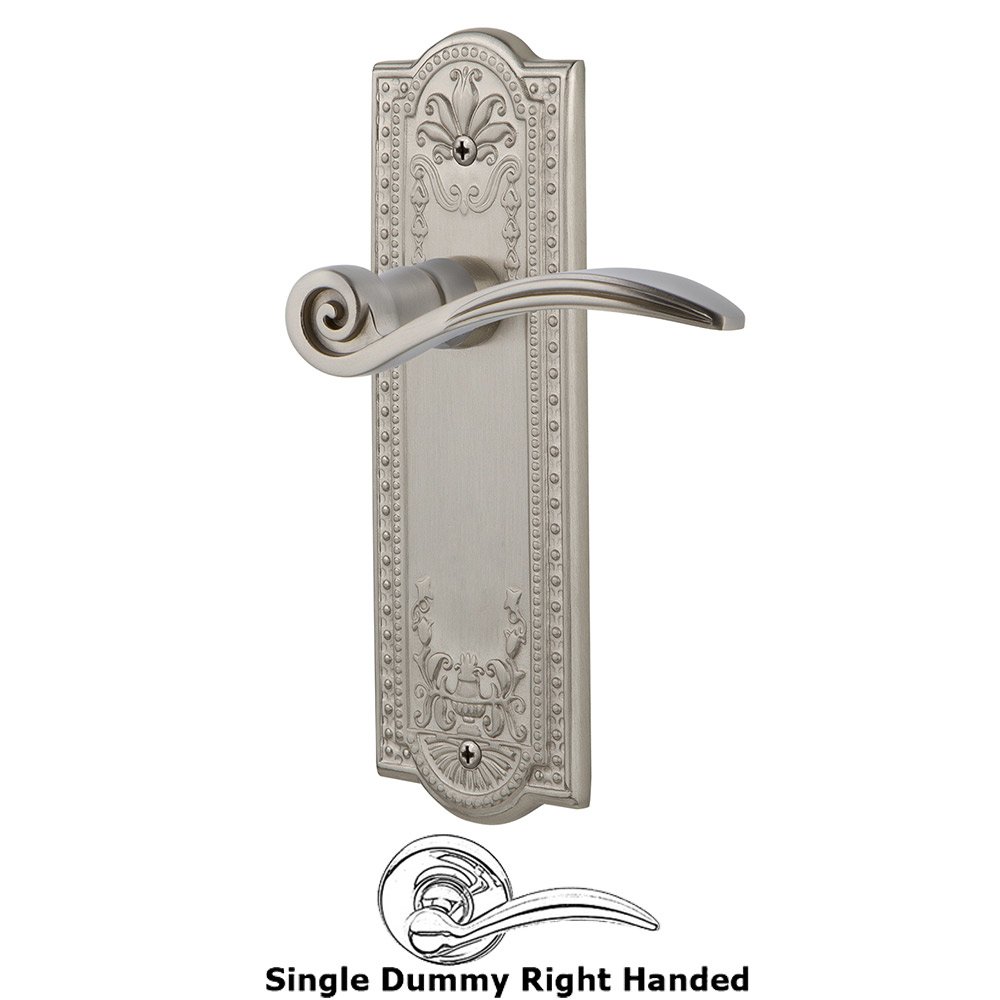 Meadows Plate Single Dummy Right Handed Swan Lever in Satin Nickel