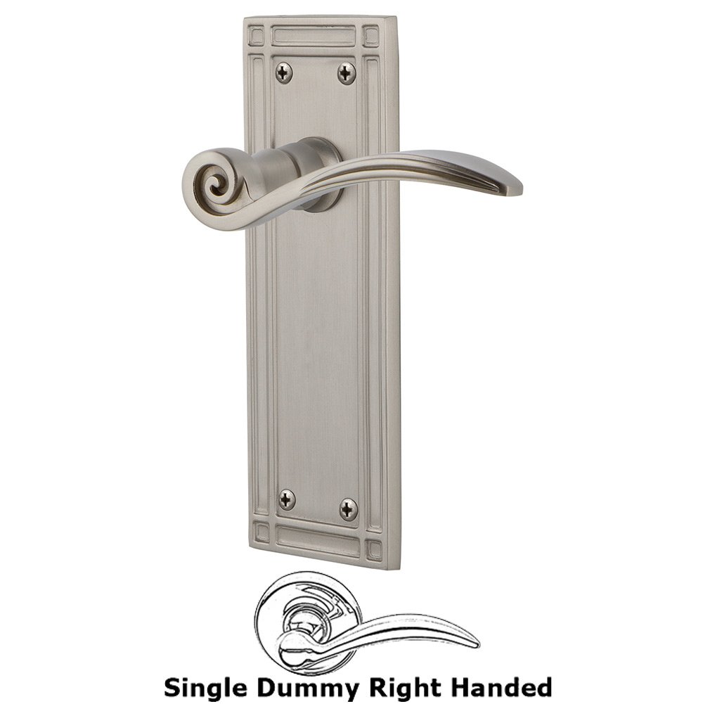 Mission Plate Single Dummy Right Handed Swan Lever in Satin Nickel