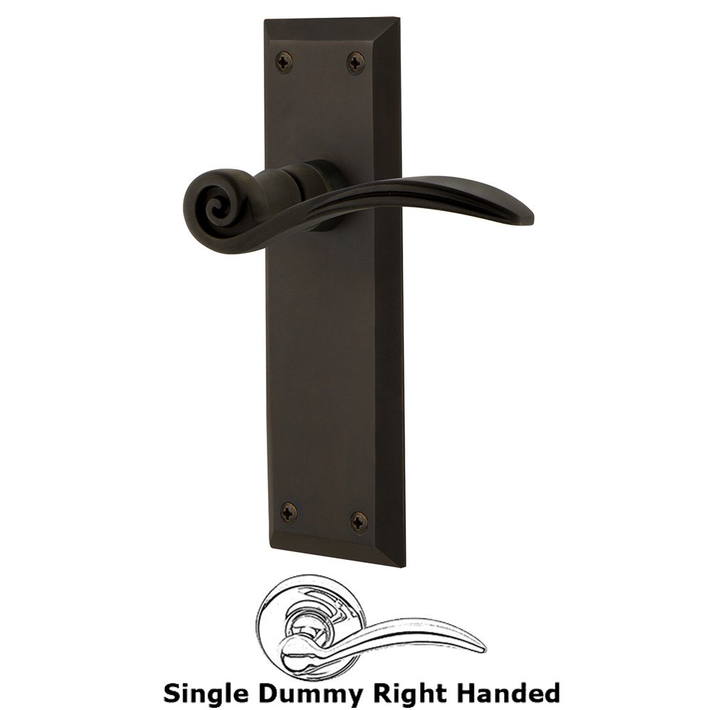 New York Plate Single Dummy Right Handed Swan Lever in Oil-Rubbed Bronze