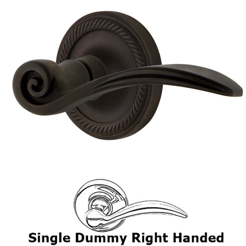 Rope Rose Single Dummy Right Handed Swan Lever in Oil-Rubbed Bronze