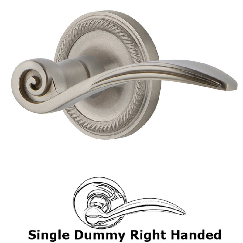 Rope Rose Single Dummy Right Handed Swan Lever in Satin Nickel