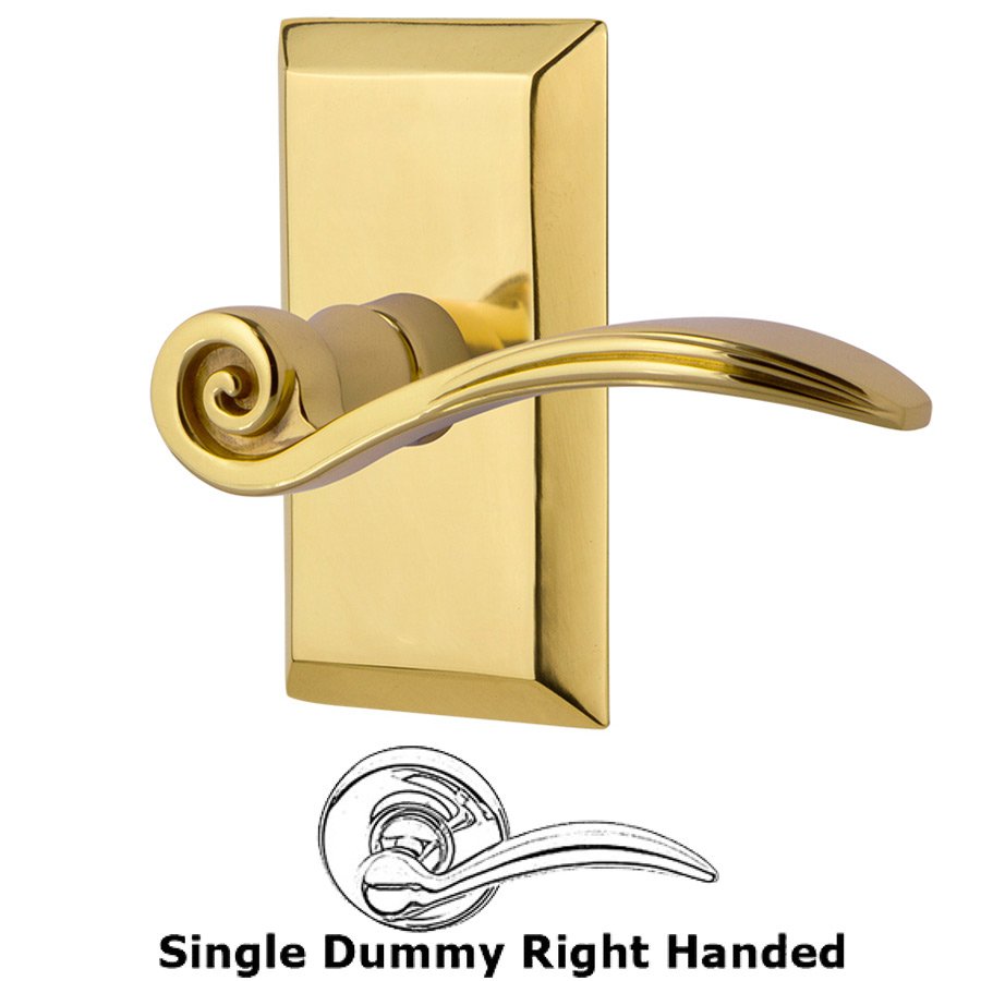 Studio Plate Single Dummy Right Handed Swan Lever in Polished Brass