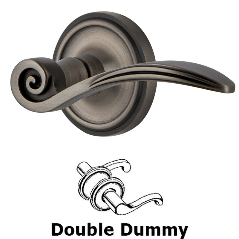 Classic Rose Double Dummy Swan Lever in Antique Pewter