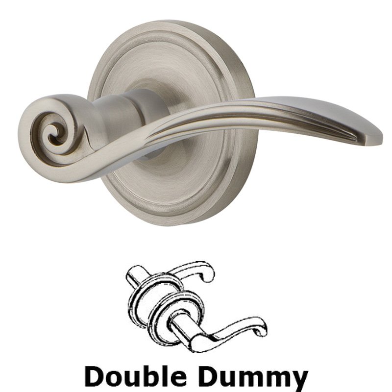 Classic Rose Double Dummy Swan Lever in Satin Nickel