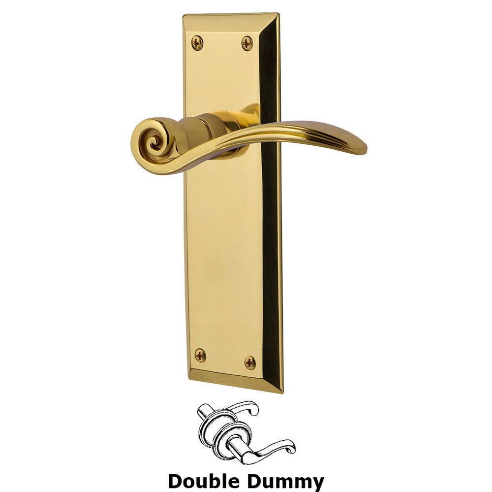 New York Plate Double Dummy Swan Lever in Polished Brass