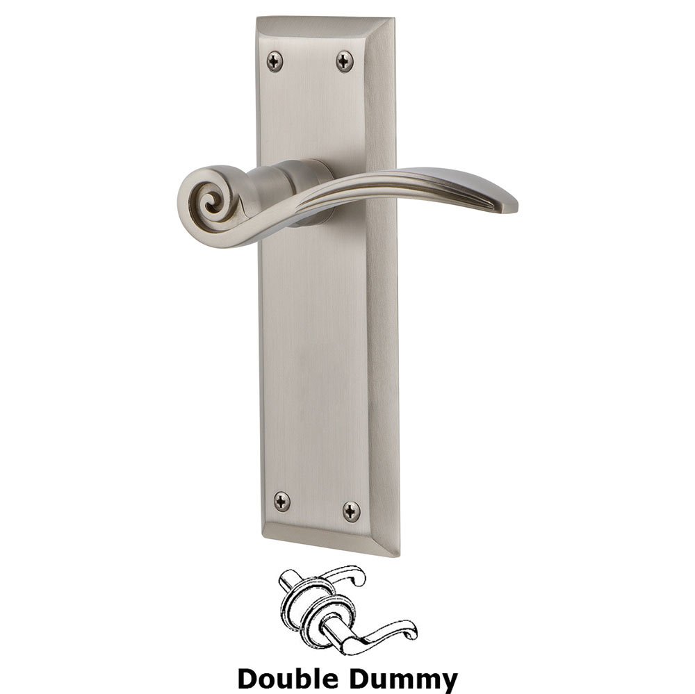 New York Plate Double Dummy Swan Lever in Satin Nickel