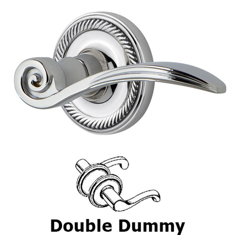 Rope Rose Double Dummy Swan Lever in Bright Chrome