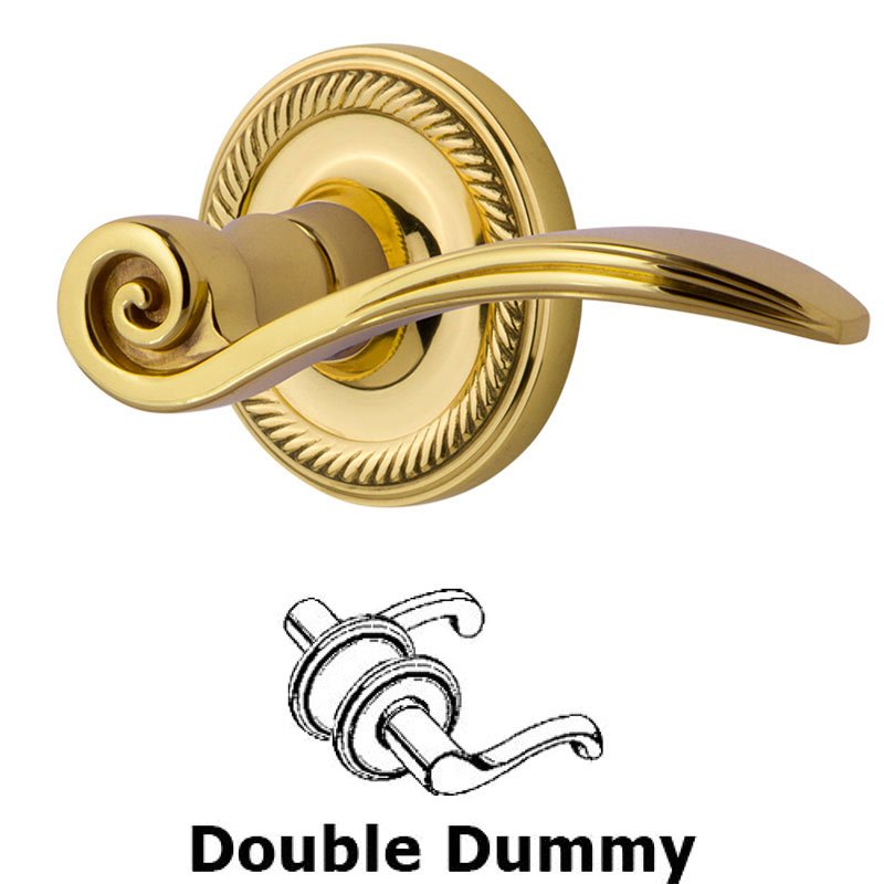 Rope Rose Double Dummy Swan Lever in Polished Brass