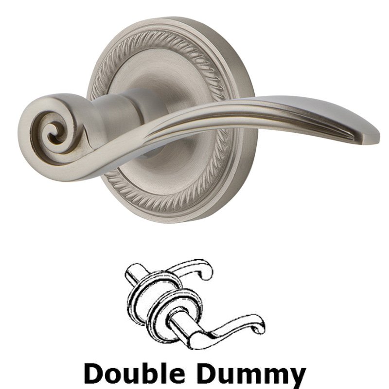 Rope Rose Double Dummy Swan Lever in Satin Nickel